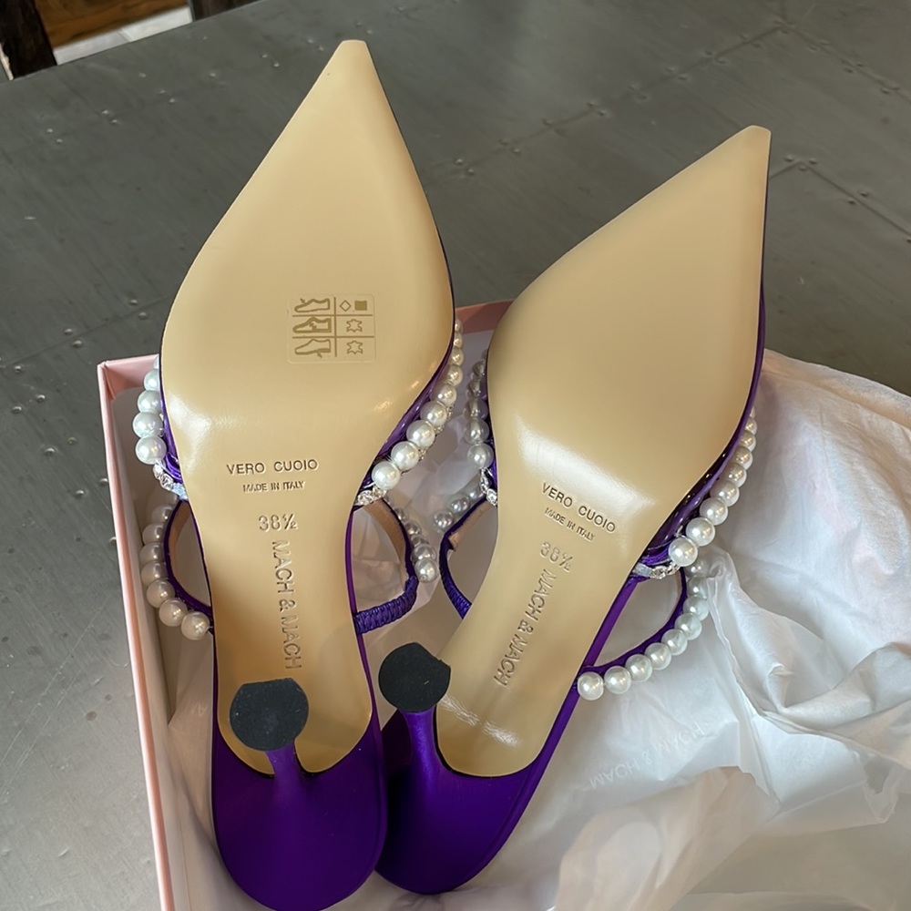 Mach & Mach purple pvc diamond of Elizabeth mules heels 100mm sz 38.5 pearl - Picture 8 of 9